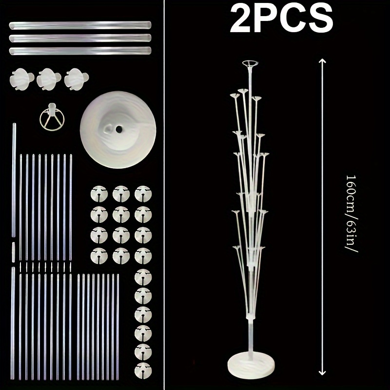 2pcs Festive Balloon Arch Kit with Sturdy PP Stand & Water Base - Easy Assembly, Reusable, Ideal for National Day, Wedding, Graduation Party, Home & Garden Decor, White Balloons, Party Decoration | Elegant Balloon Display | Durable Plastic Stand, Balloon Decorations