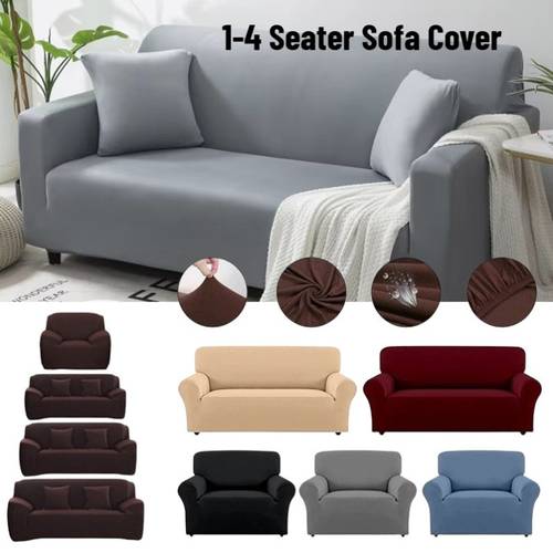 gambar barang sarung sofa pepejal 1/2/3/4 duduk, sarung duduk elastik universal yang regang