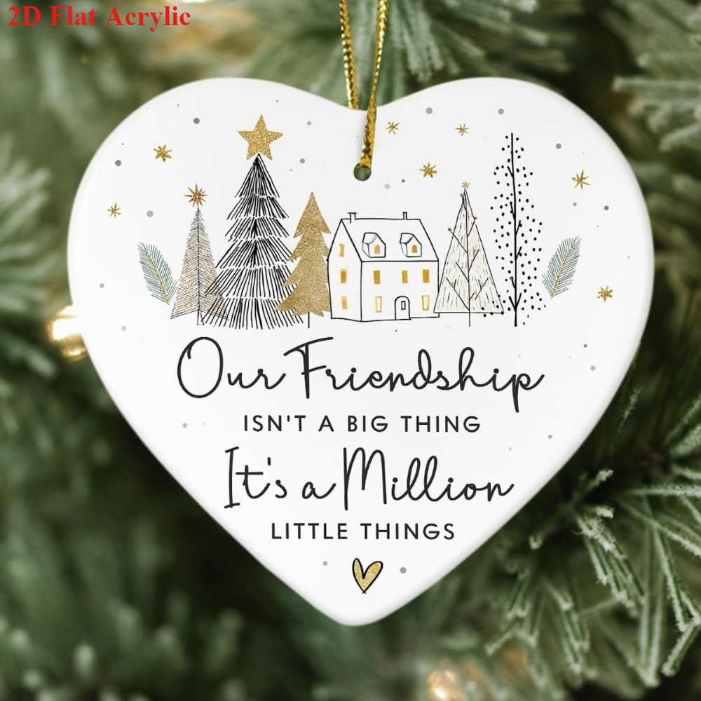 TEMU 2d Flat Heart Acrylic Ornament | Winter Friendship Decor, Gift For Bestie, Christmas Tree Decoration, Thank For , Holiday Keepsake