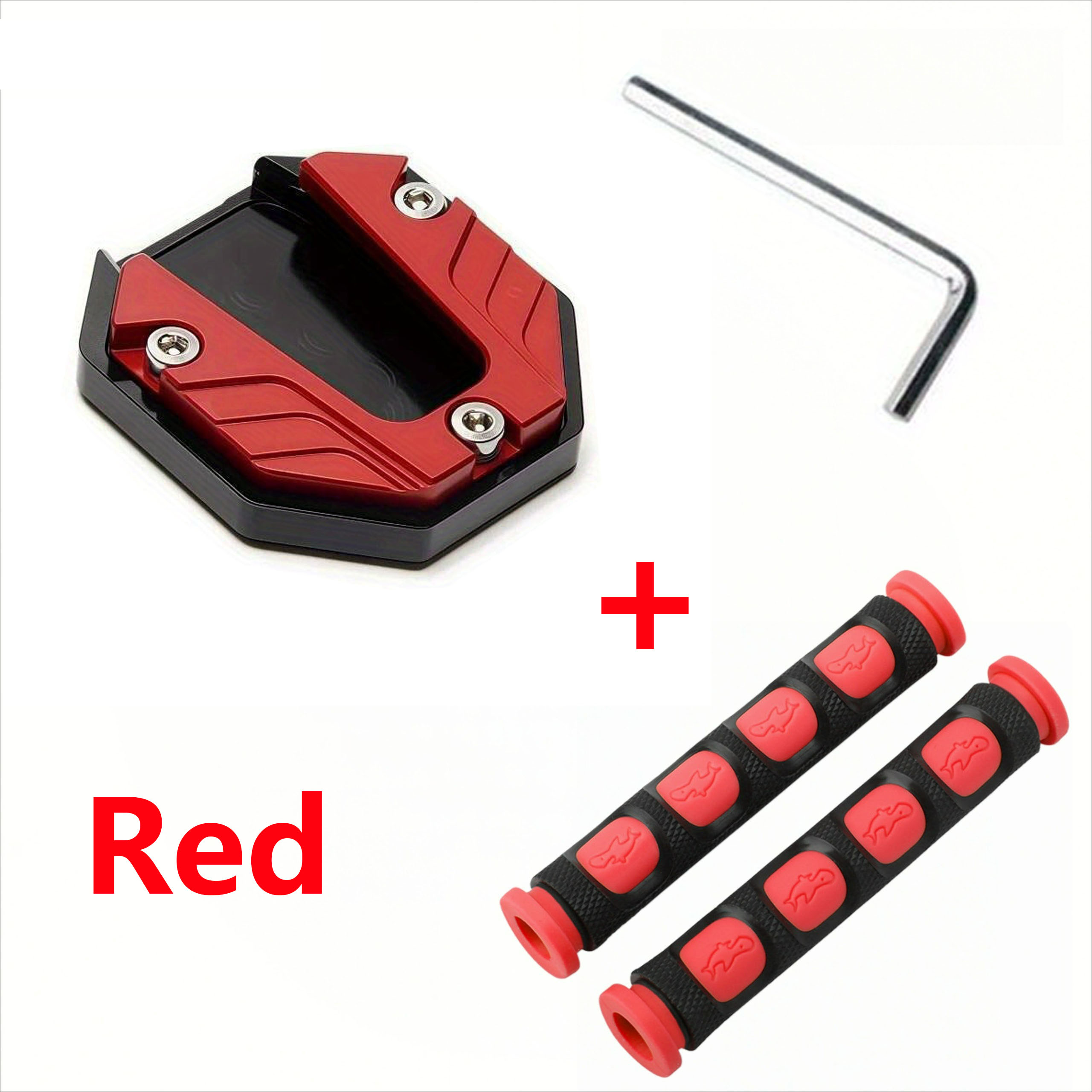 TEMU 4-tlg. Zubehörset aus modifizierter Aluminiumlegierung für Motorrad Roller, 1 Halterungsbasis + 2 Motorrad-Griffhandschuhe + 1 Montagewerkzeug