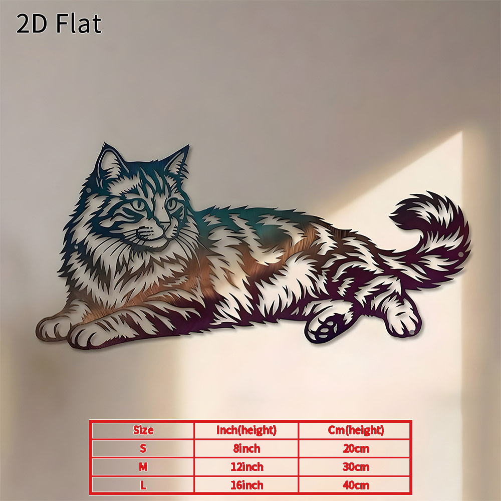 TEMU 2d Flat, 1pc Cat Metal Wall Art 2d Flat Rustic Home Decor Durable Waterproof Plaque For Living Room Bedroom Office Gift For Cat Lovers