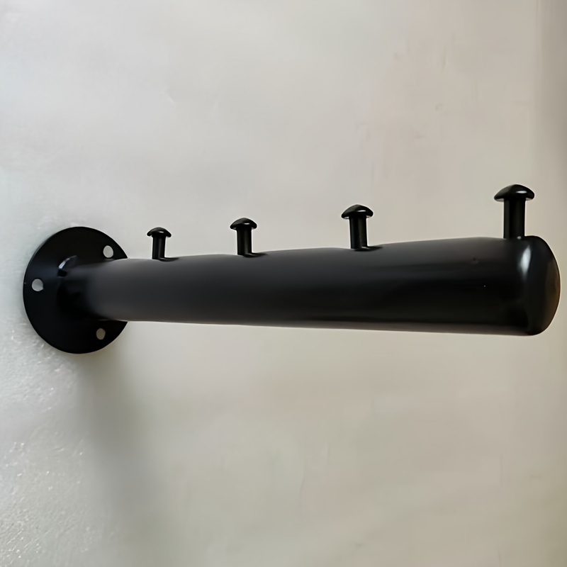E-shop 1 Stück Schwarze Wandmontierte Aufbewahrungsregal mit Vier Haken - Stilvolles Modernes Design zur Organisation von Kleidung, Accessoires - für