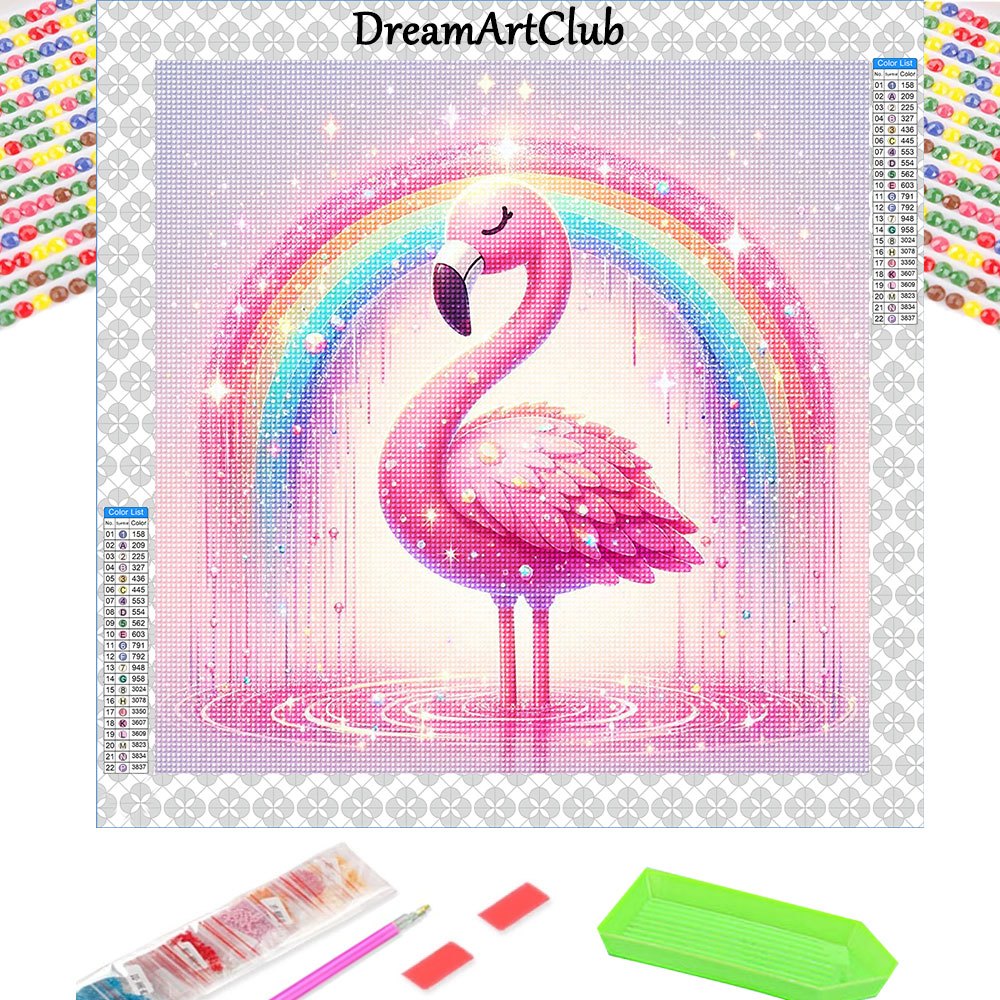 

Rainbow Flamingo 5d Diy Kit - 11.81x11.81 Inch Drill Embroidery Art, Craft Supplies With Silky Canvas & Tools For Home Decor, Christmas, Handicrafts