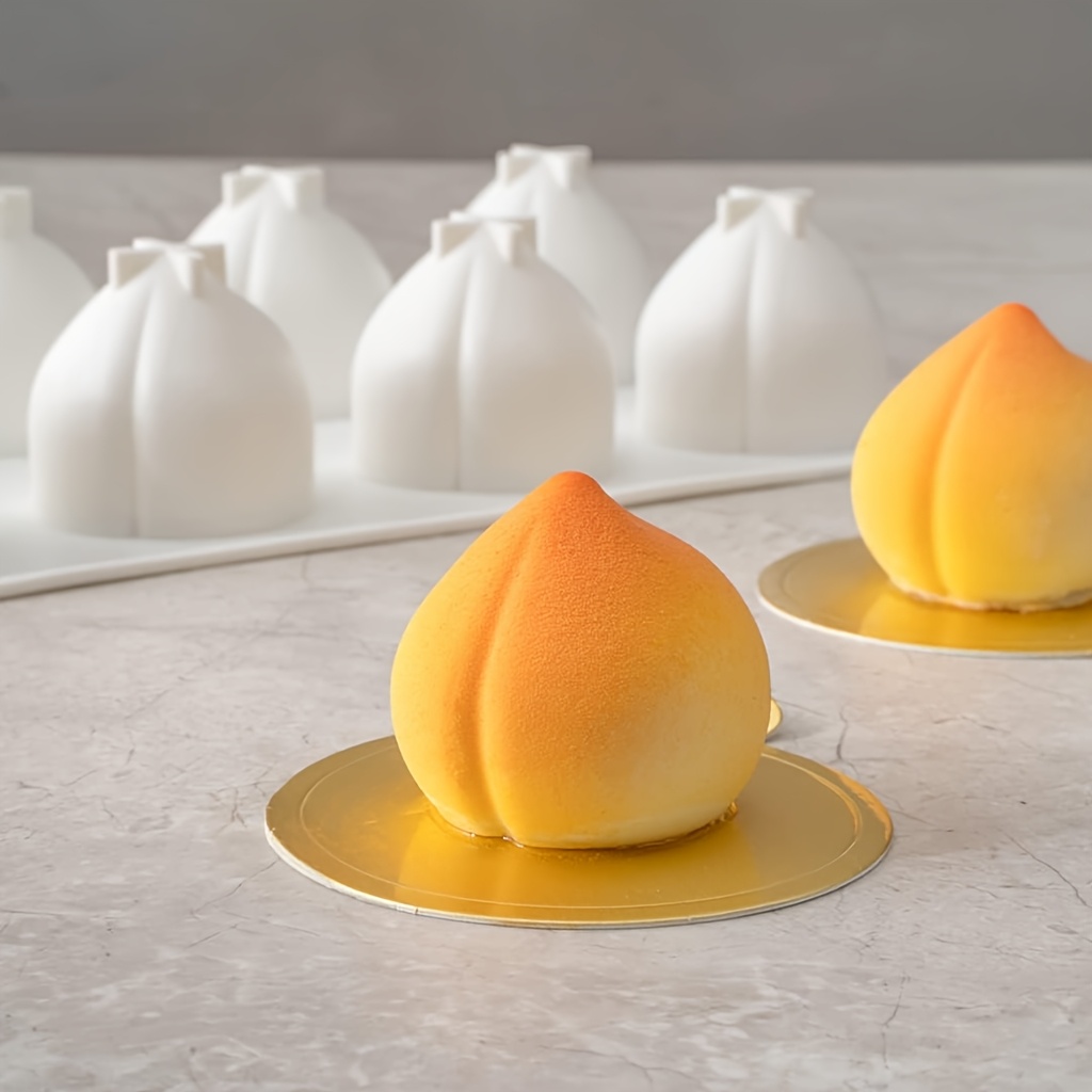 TEMU 3d Peach Silicone Baking Mold - Food-grade Suitable For Mousse, Jelly, Pudding, Ice Cream & Chocolate, Rectangular Peach-shaped Mold For Festive