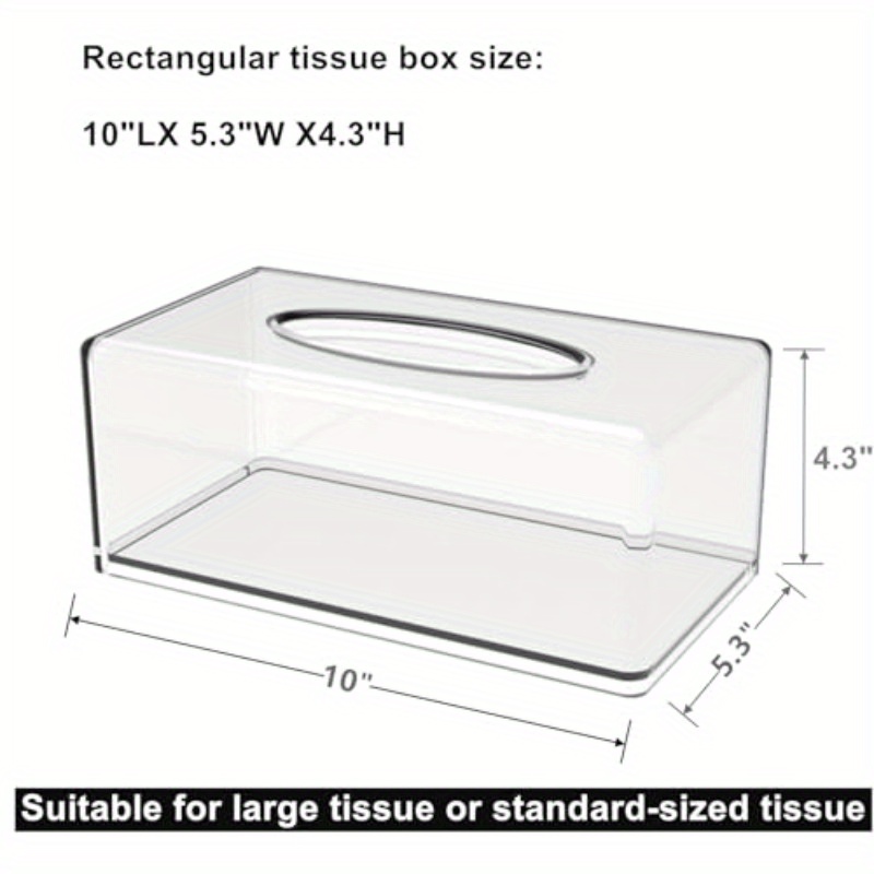 2 pack clear tissue dispenser box lar facial acrylic tissue box cover holder napkin organizer for bathroom kitchen and office room rec 10l x 5 3 w x 4 3 h Product details 2