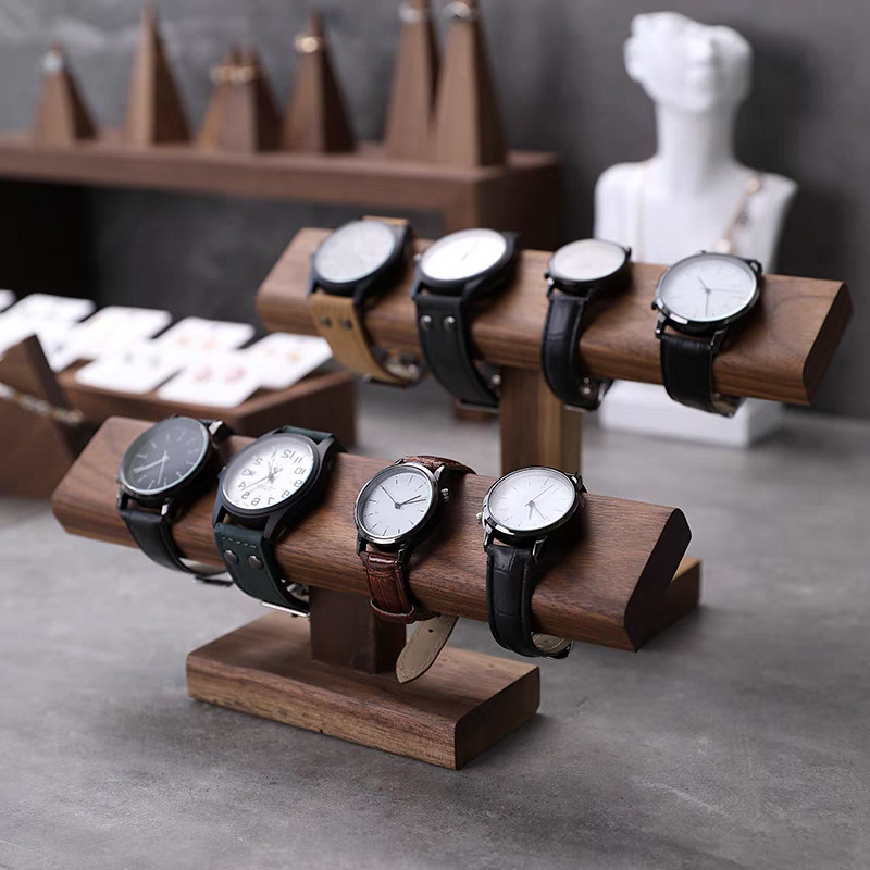 handcrafted walnut wood watch bracelet stand suitable for home   display   organizer with suitable for home office desk accessory rectangular stand for watch bracelet showcase father day gift