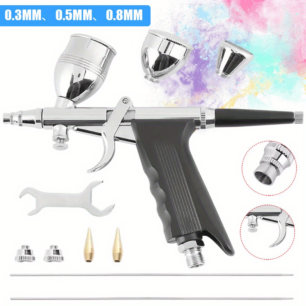 Image of Airbrush With 0.3mm/ 0.5mm/ 0.8mm Nozzle 2cc/ 5cc/ 13cc Cup For Nail Moisturizing Makeup Cake/ Biscuit Decoration
