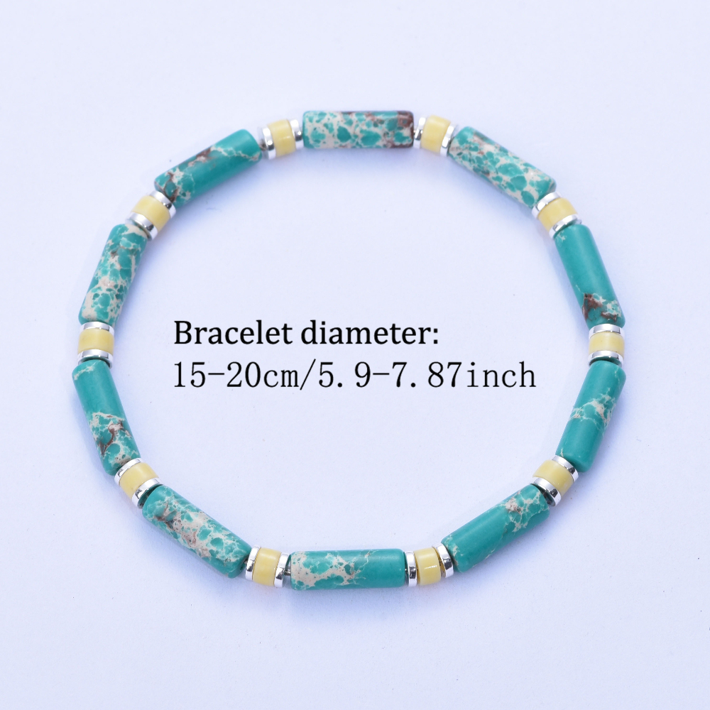 Women's Green Imperial Stone Tube Beads Stretch Bracelet