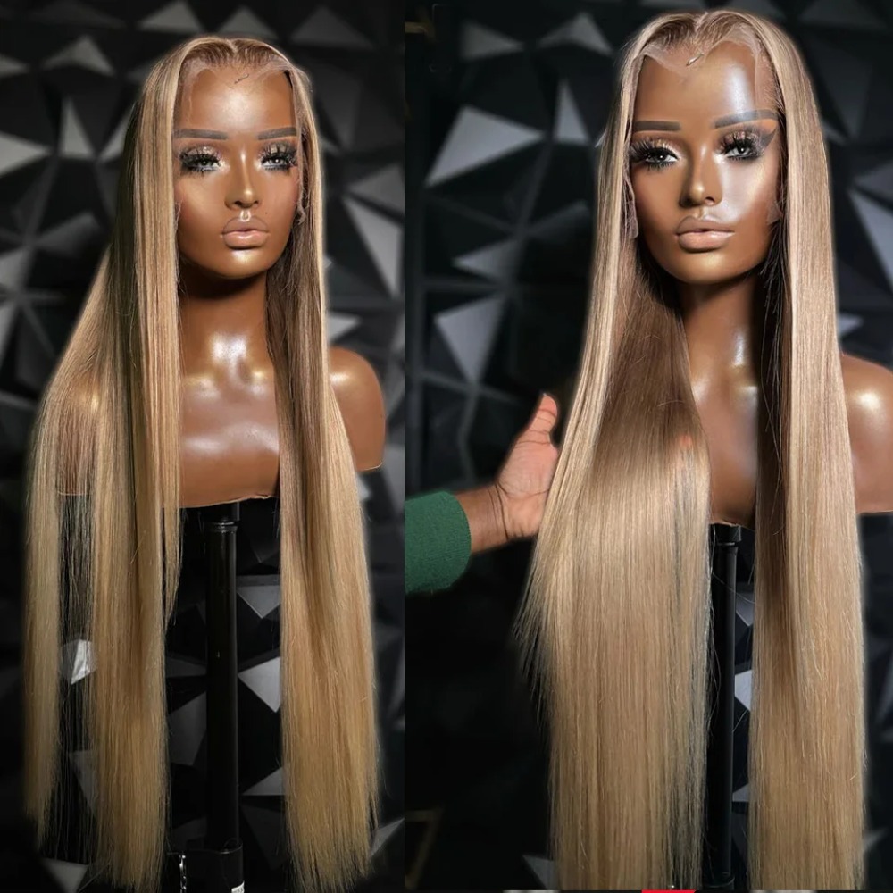 32 Inch Front Wig Long Straight Wigs For Women 180% Density Synthetic Lace Front Wigs Heat Resistant Fiber Hair Glueless Wigs For Daily Use