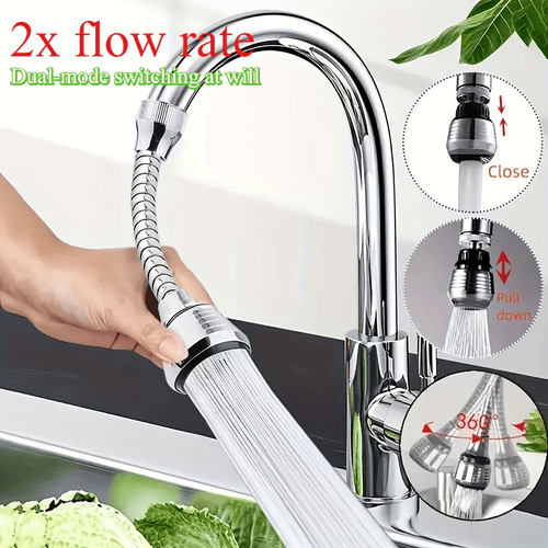 2pcs long heavy duty abs 360 swivel splash proof kitchen faucet with dual spray rain shower and pause function 2 rate quick connect installation suitable for sink bathtub shower fits washing machine sink bathtub durable metal