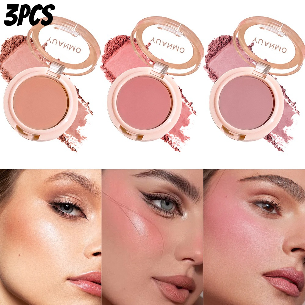 Image of 3pcs Matte Blush Palette Set, Buildable And Powder Blush, Waterproof Long-lasting Face Makeup With -smooth Texture And Lightweight Natural End For Tones