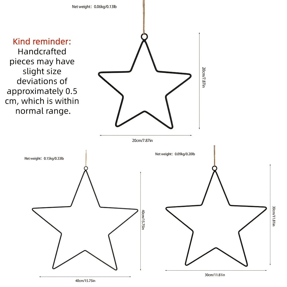 TEMU Nordischer minimalistischer Fünfzackiger Stern-Hängeschmuck aus Eisendraht, ausgestanzter Metallstern-Wandbehang, Weihnachtsfeiertags-Dekoration