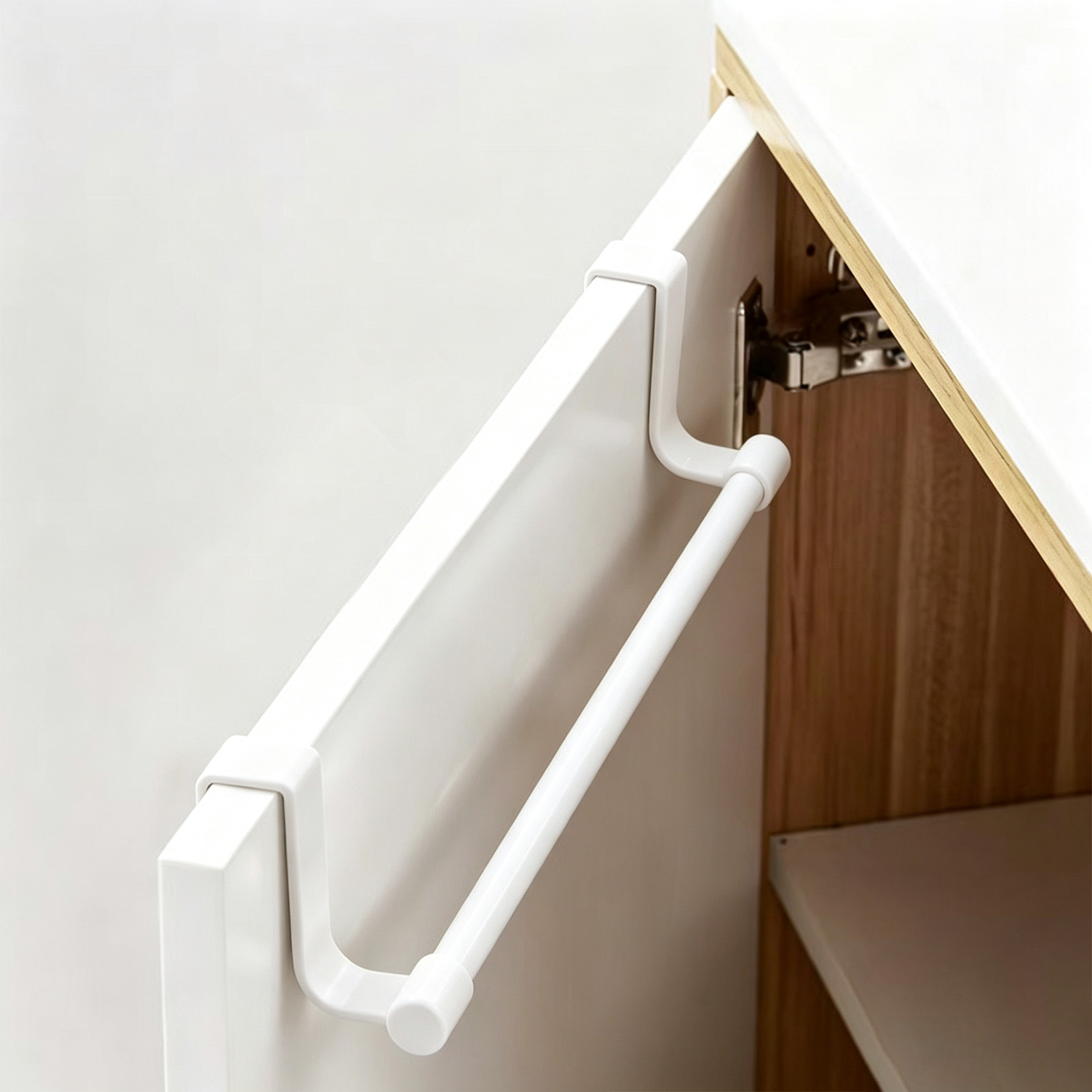 TEMU 1pc No-drill Back-mounted Single-rod Towel Rack And Cloth Hanger For Kitchen Cabinet Doors - Contemporary Organizer For Dishcloths, Gloves,