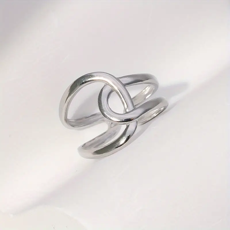 1pc elegant retro geometric for women adjustable stainless steel jewelry for daily wear parties versatile fashion accessory party jewelry modern jewelry polished Product details 1