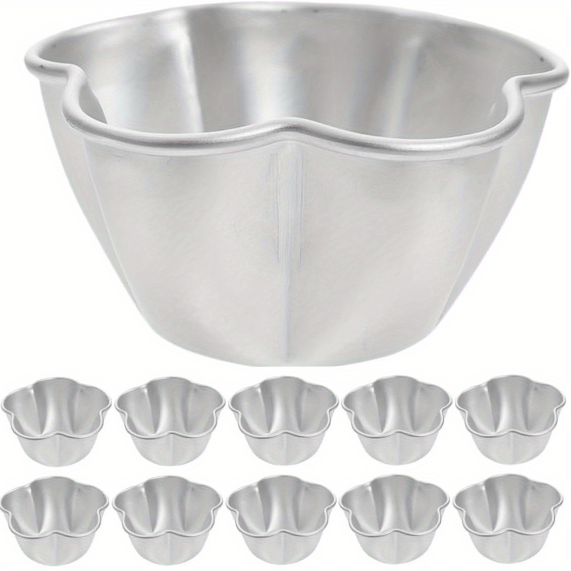 15-teiliges Set Alu-Mini-Backformen (rund & Blütenförmig) – Antihaft, Wiederverwendbar, Für Muffins & Cupcakes
