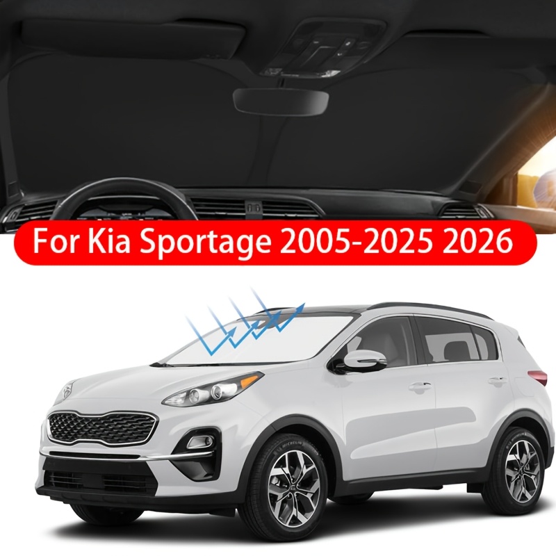 TEMU Para Kia 2005-2025 2026 Parabrisas Coche Protector Solar Protección UV Bloqueo de Parasol Coche Titanio Plateado Parasol Coche Sombrilla Coche