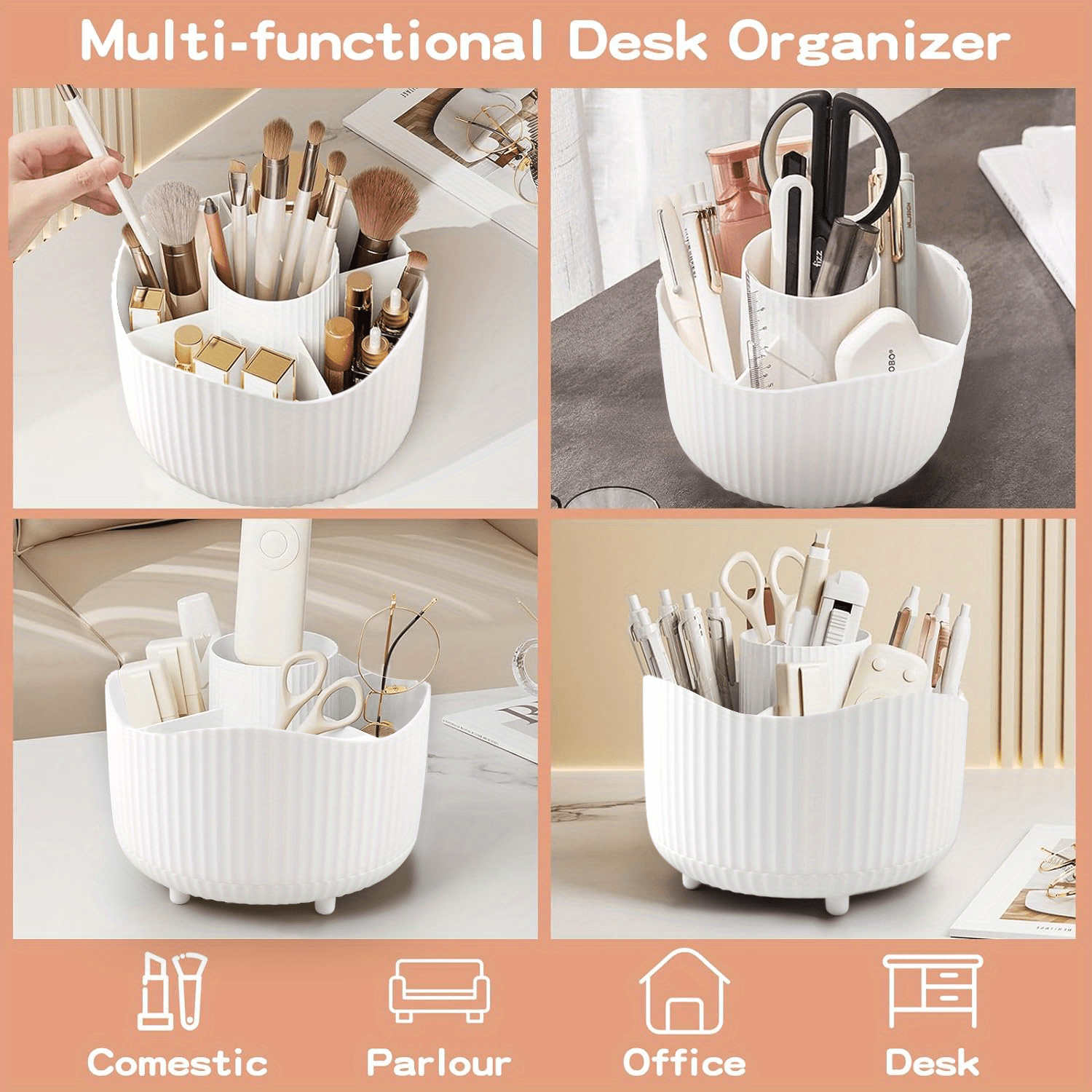 360 rotating cosmetic organizer large capacity makeup storage case with multiple compartments for brushes eyebrow pencils eyeshadow stationery durable plastic ideal for   use 9pcs style options makeup vanity desk   sturdy construction storage trunks Product details 3