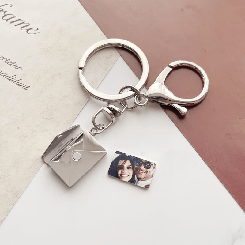 TEMU Llavero de Sobre Personalizado, Llavero con Foto, Llavero de , Llavero con , Llavero con Mensaje, Regalos para Él, para Papá, para