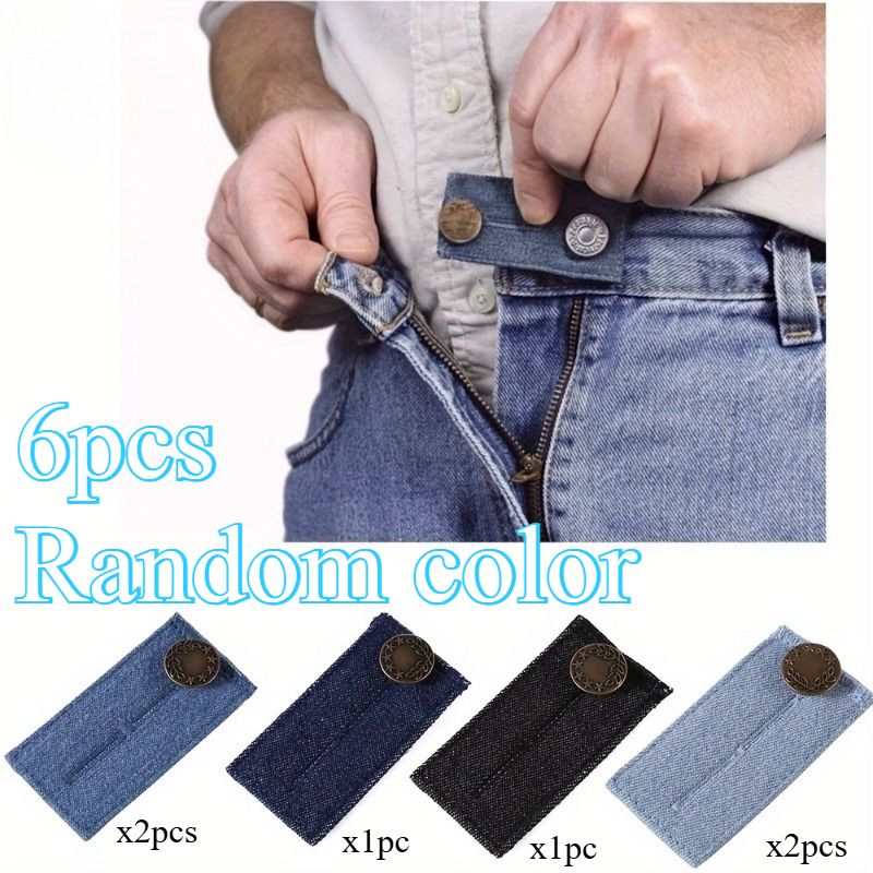 TEMU 6-pack Random Color New Elastic Waist Extenders, Adjustable Jeans Pant Waistband Extension Buttons, Stretchable Men's Waistband Expanders, Waist
