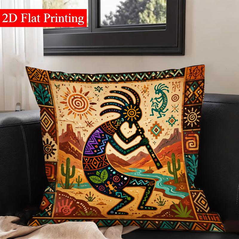 TEMU 2d Flat Printing, And Desert Motif, 1pc Double-sided Pillow Cover, 17.7 X 17.7 Inches, Earthy And Vibrant Tones, Stylish For Home Decor For Sofa