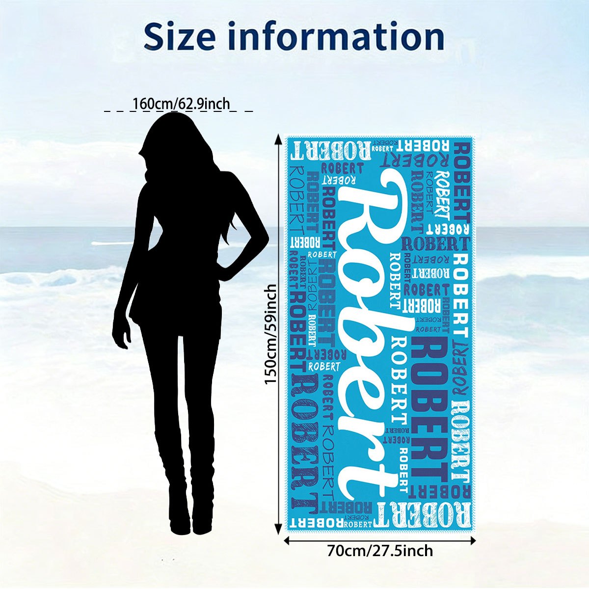 TEMU 1pc Personalized Colorful Letter Beach Towel, Custom Name, Soft And Lightweight, Quick-drying Towel, Summer Beach, Swimming, Fitness, Camping,