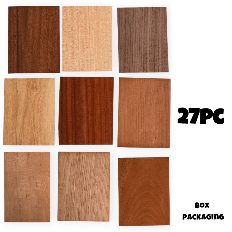 Image of 1 Set Or 3 Sets Mixed Veneer Sheets - 9 Wood Assortment (, Anigre, , Zebrawood, , Cherry, Maple, White Oak, ), Natural Wood Grain, Ideal For Laser Cutting, Furniture Inlay, Guitar Making And Project