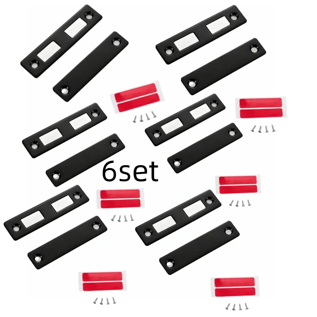 TEMU 6pcs Set Of Heavy Black Magnetic Door Holders, Suitable For Cabinet And Drawer Doors, Ideal For Kitchen Use. Dual-pocket Magnets Are Perfect For