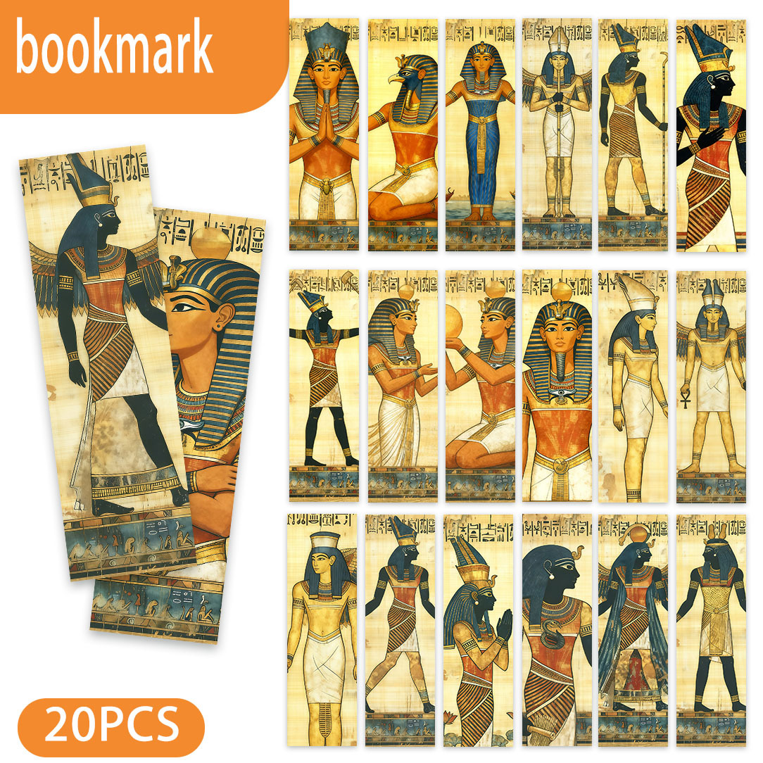 TEMU 20 Stück Lesezeichen im antiken ägyptischen Stil | Lesezeichen mit Pharaon-Statue Wandbild-Design | Vintage Mystik-Stil | Ideales Geschenk für