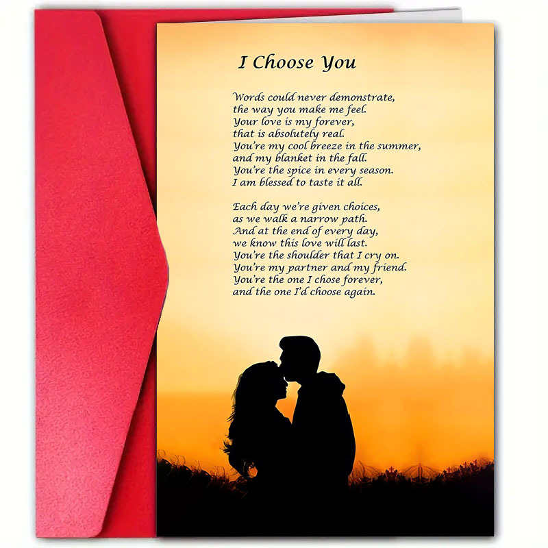 

1pc 's Day Greeting Card With Envelope, 12cm*18cm, For Lover, Girlfriend, Boyfriend, Anniversary, Birthday, Universal Recipient, Paper Material, Couple Design