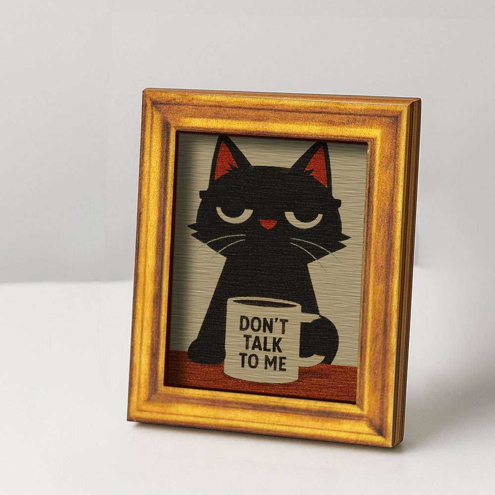 Image of A High-cool Black Cat Fridge Magnet, A Wooden Decorative Painting, Featuring A '' . This Wooden Fridge Magnet Is A Fun Home And Office Decoration, Essential For Cat Lovers, With A Fully Magnetic Back