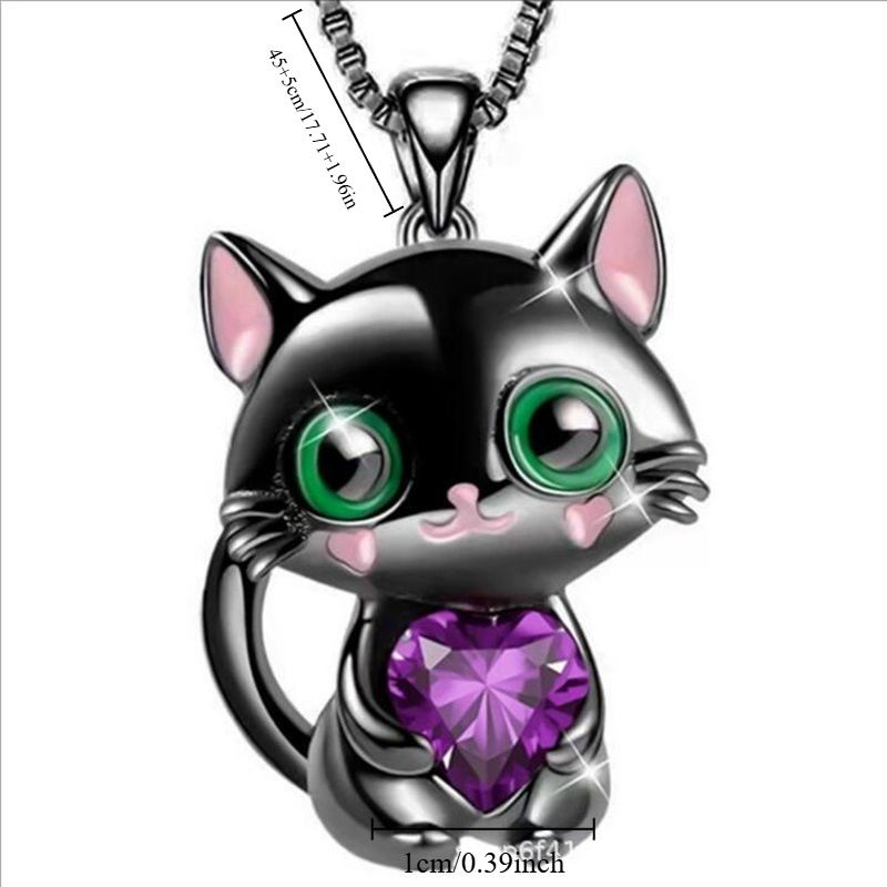 Adorable Kitten Hugging Heart Pendant Necklace
