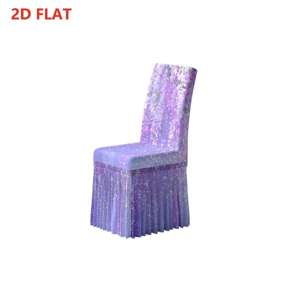 TEMU 2d Flat Purple Wisteria Floral Print Elastic Skirted High Back Chair Cover, Suitable For Home Decoration, Daily Living Room Arrangement, Bedroom