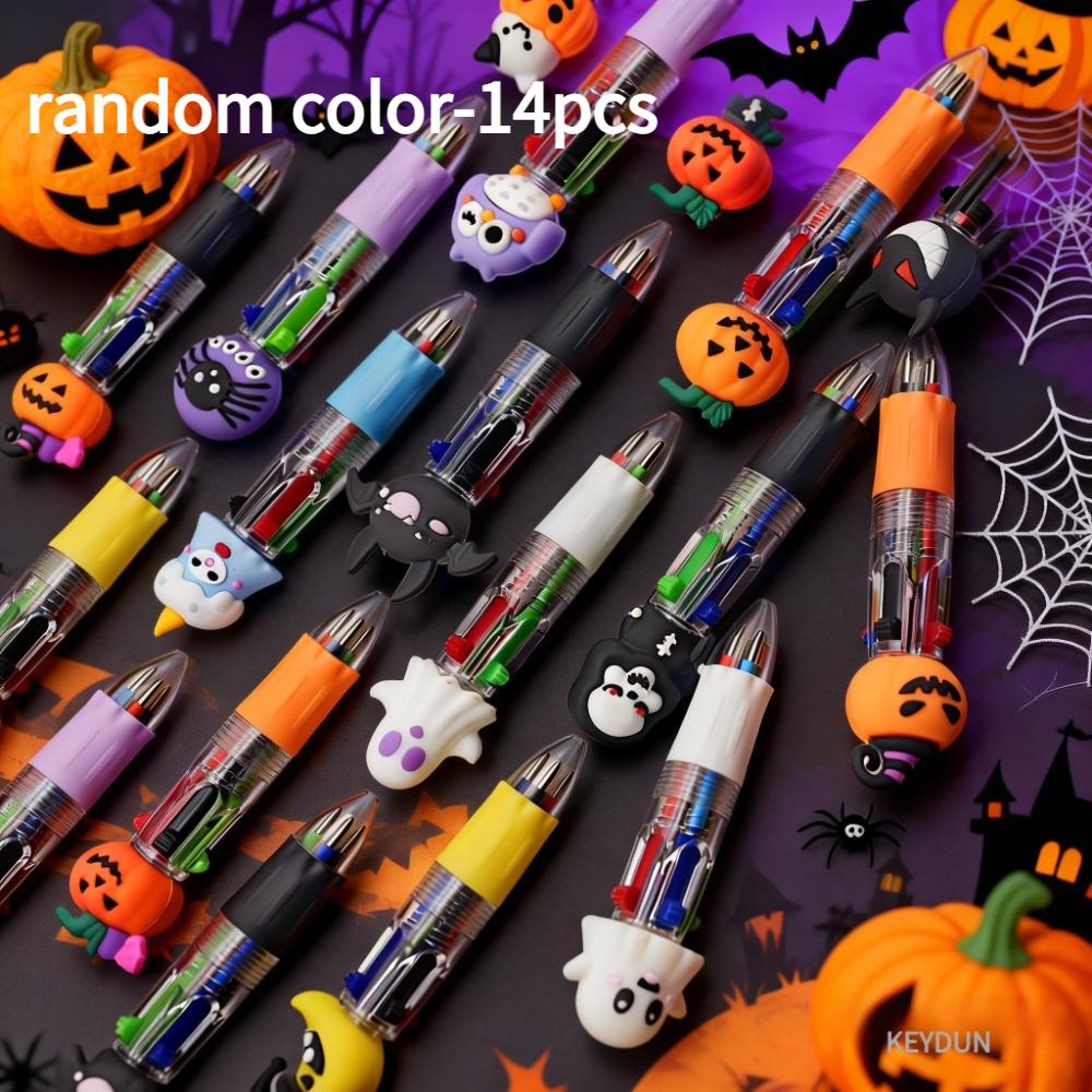 TEMU 14 penne mini 4-in-1 a forma di animati di Halloween, colori casuali. Ideali per feste, premi scolastici e da ufficio, regali di compleanno,