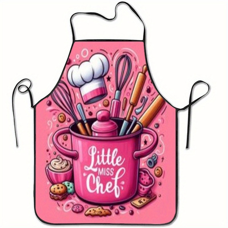 TEMU 1pc Of Utensils And Dessert Design Sleeveless Polyester Apron For Home Baking Tasks