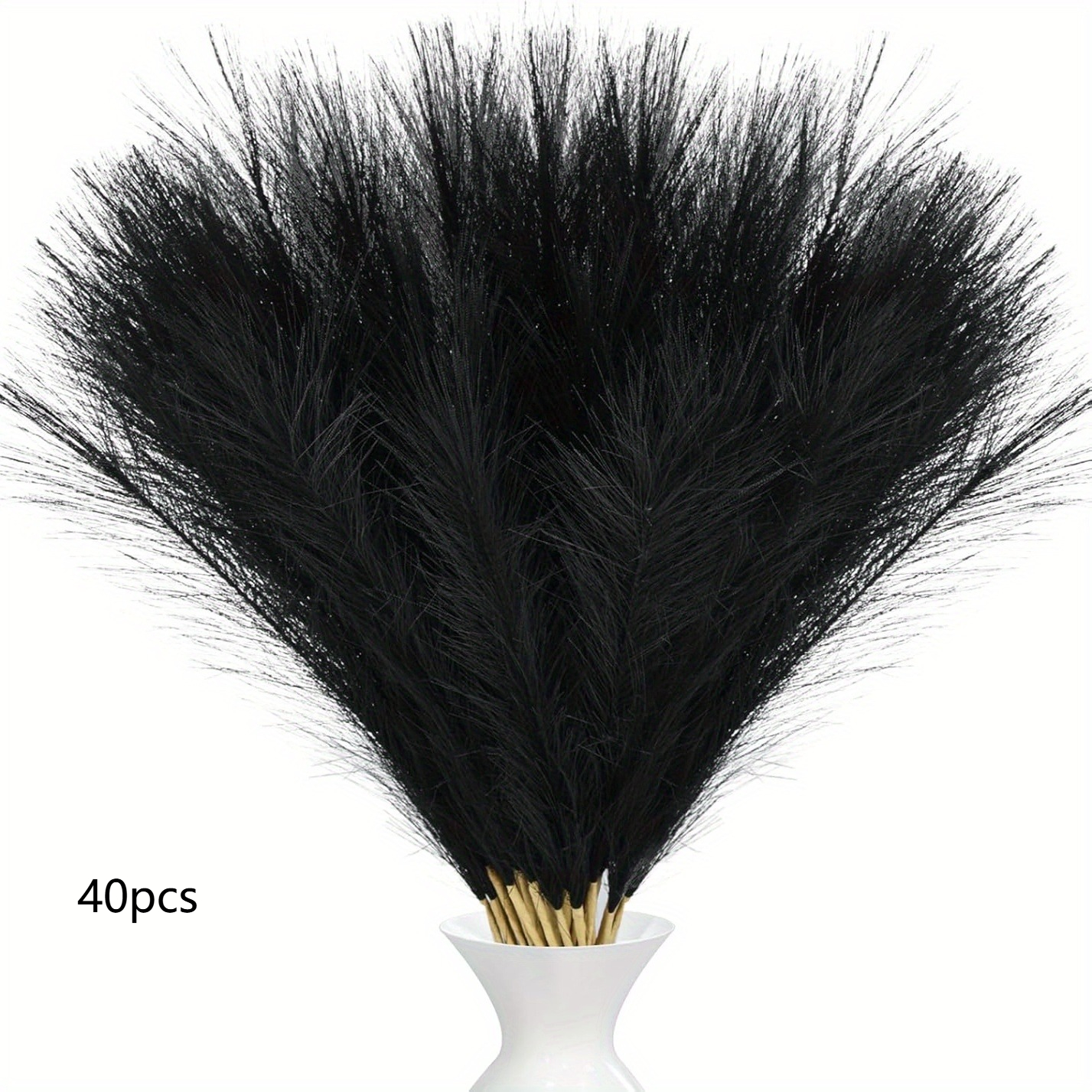 E-shop 40 Stück künstliches schwarzes Pampasgras - 21,6 Zoll hoch, elegante Kunstblumen mit beige bis schwarzen Blättern, robuste Kunststoff-Böhmische