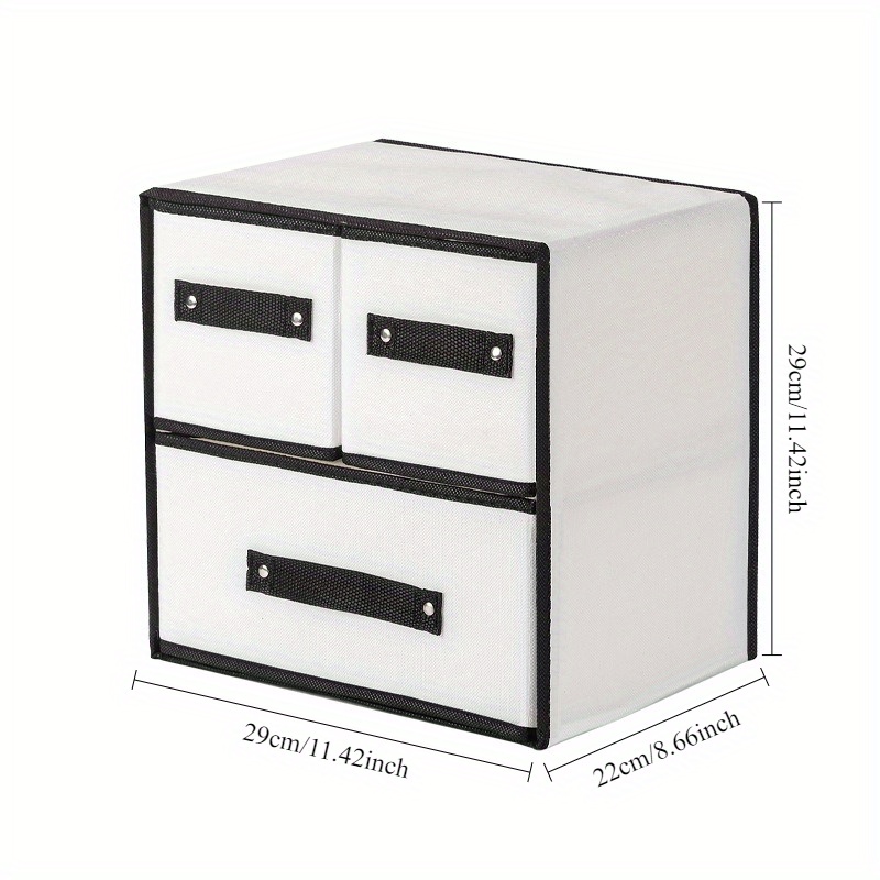 1pc Non-woven Wardrobe Storage Box, Fabric Storage Drawer Organizer, With 3 Drawers, Suitable For Storing Underwear, Socks, Bras, Etc