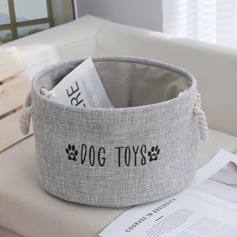 TEMU Cesta grande tipo almacenamiento para juguetes de perro - Organizador espacioso para juguetes y accesorios de mascotas con , cestas de estante