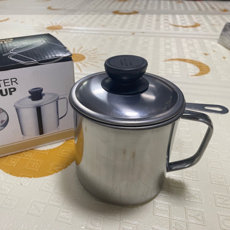 E-shop ZGV Küchenartikel Edelstahl Ölbehälter mit Filtern und Staubschutzhüllen - Kapazität: 1000 ml (34 oz), hitzebeständig und langlebig, zum