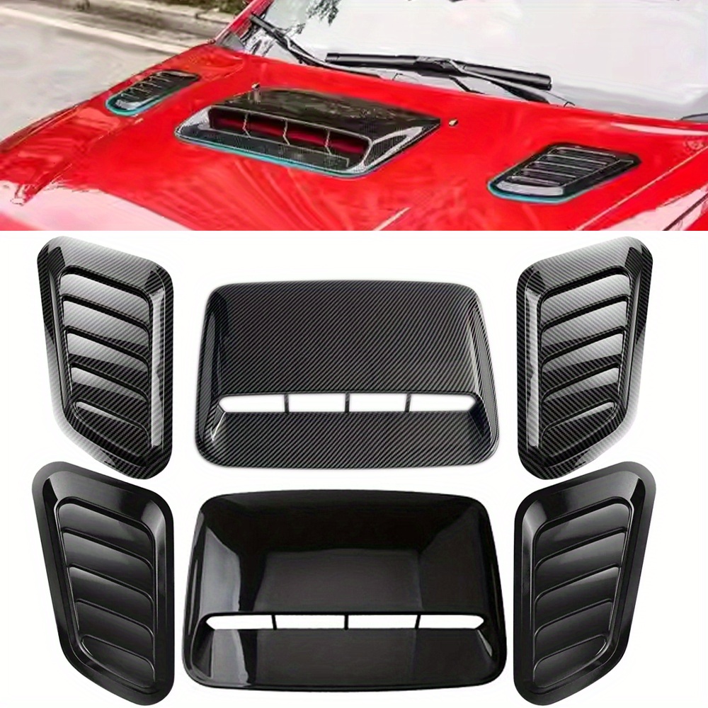 

3pcs Universal Car Side Hood Scoop Bonnet Air Flow Intake Vent Decor Cover Outlet Tuning Hood Auto Exterior Abs Accessory