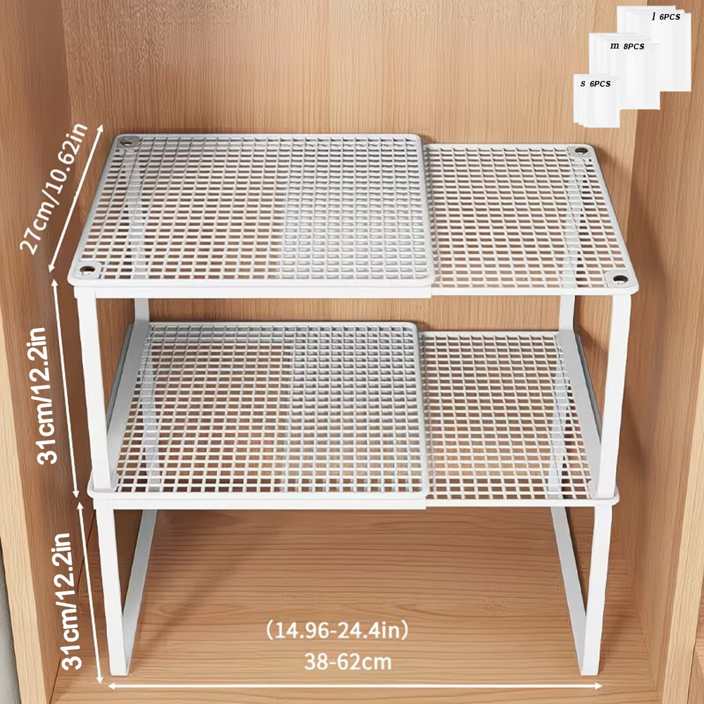 TEMU 2pcs Heavy-duty Adjustable And Expandable Wardrobe Storage Rack - Space-saving Stackable Metal Storage Rack With 10 Storage Bags, Kitchen,