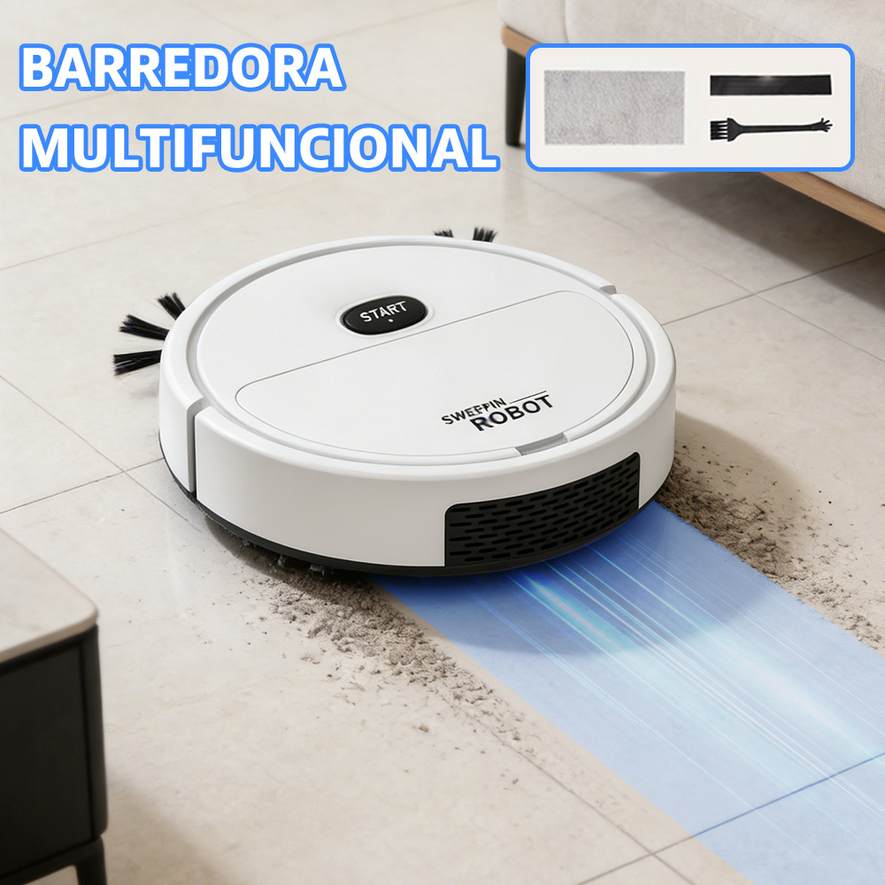 imagen del artículo aspiradora y trapeador inteligente  , recargable por usb,   un set de cepillo y paño, succión potente, diseño elegante y silencioso, ideal para pelo de mascotas, superficies   y limpieza  ,   un trapeador   automático