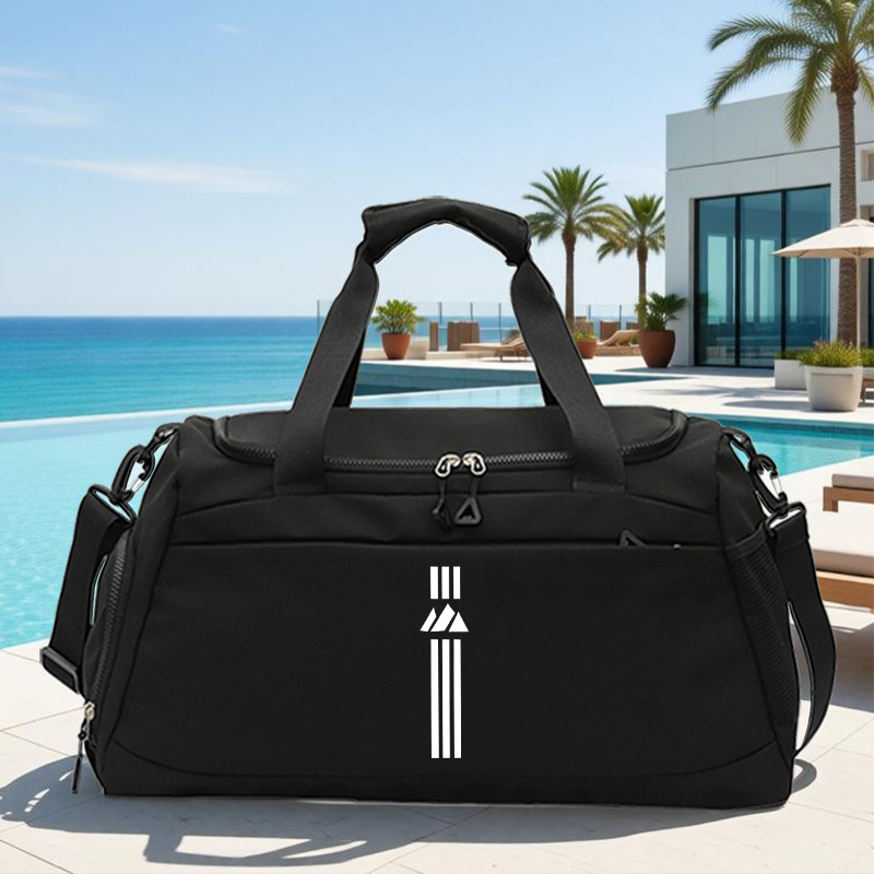 TEMU 1pc Brand Logo Printed Tote Gym Bag, Swimming Bag, Travel Crossbody Bag, Separate Shoe Compartment, Adjustable Shoulder Strap, Wet And Dry ,