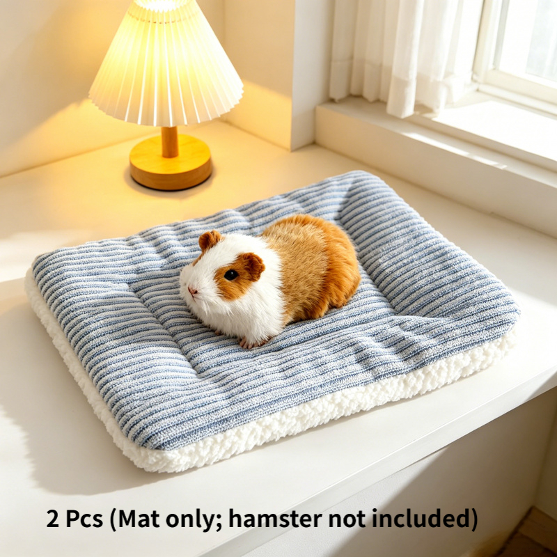 TEMU 2pcs Petit Lit d'Hiver Chaud Épaissi Antidérapant Couleur Aléatoire Adapté aux Hamsters, Écureuils, Hérissons, Lapins, et Autres Animaux de