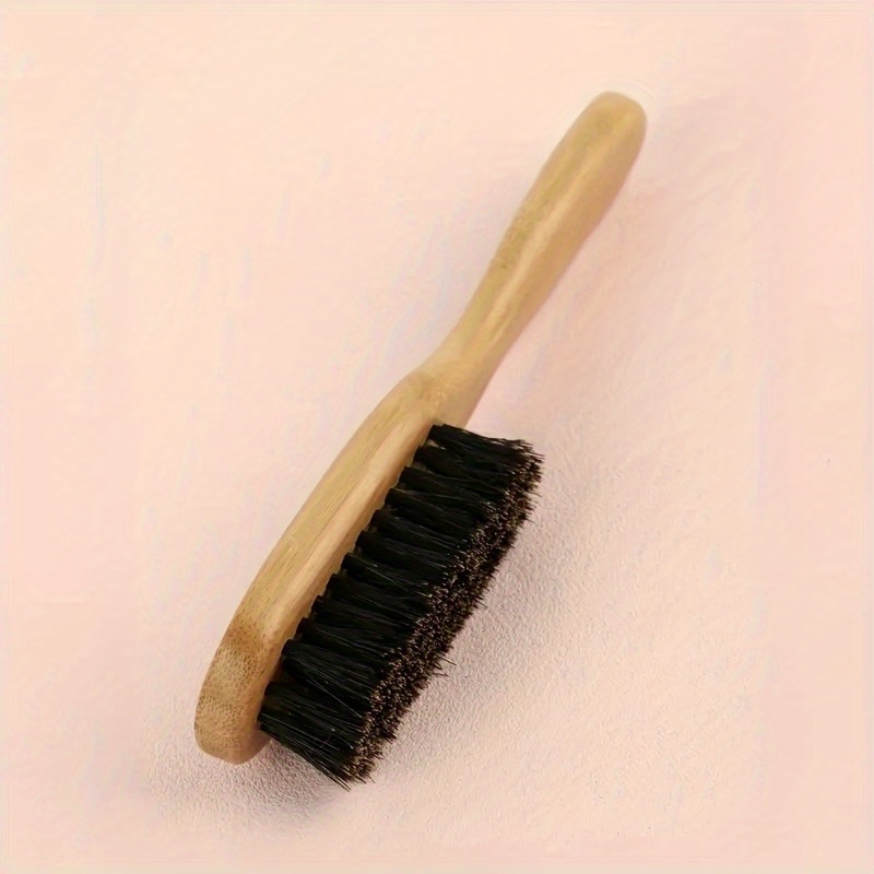 Image of 1pc Bristle Hair & Beard Brush With Bamboo Wood Handle - Durable Bristles For All Hair Types (straight/wavy/curly/), Styling & Grooming Brush, Compact Travel-friendly For & Suitable For Smooth Styling