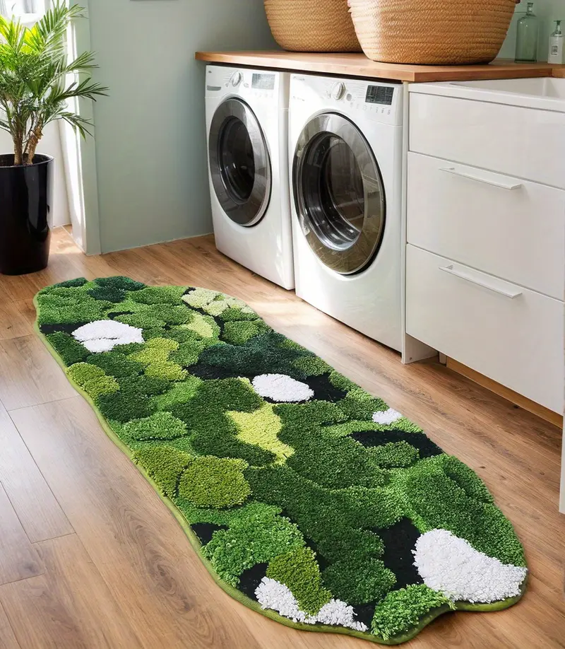 cute and leaf shaped design for bathroom rug long rectangular absorbent and non slip shaggy bath mat bathroom mat moss rug green bathroom rugs cute bath rug bathroom runner Product details 5