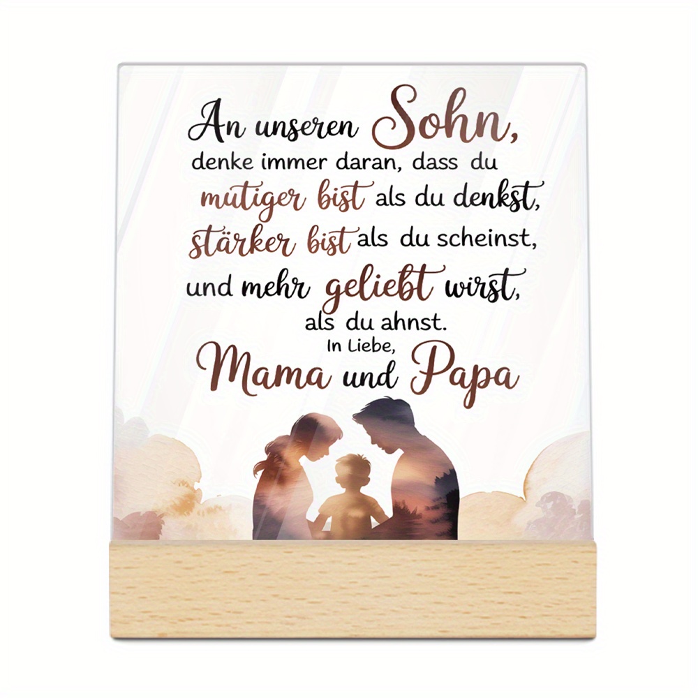 TEMU 2D Flache Putuo Deko . Deutschlands Acrylschild mit Holzsockel Tischdekoration, "Du bist , als du denkst", Schreibtischdekoration für Sohn,