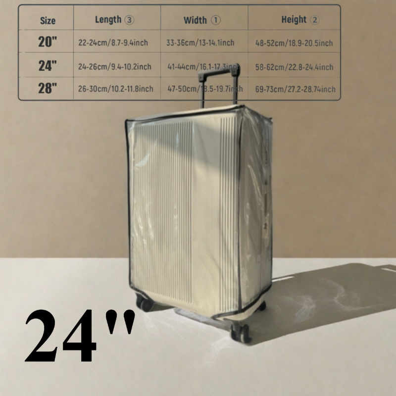 1pc Universal Pvc Luggage Cover (20/24/28 Inch), Scratchproof, Dustproof And Reinforced Edges Travel Suitcase Protector For Flyers