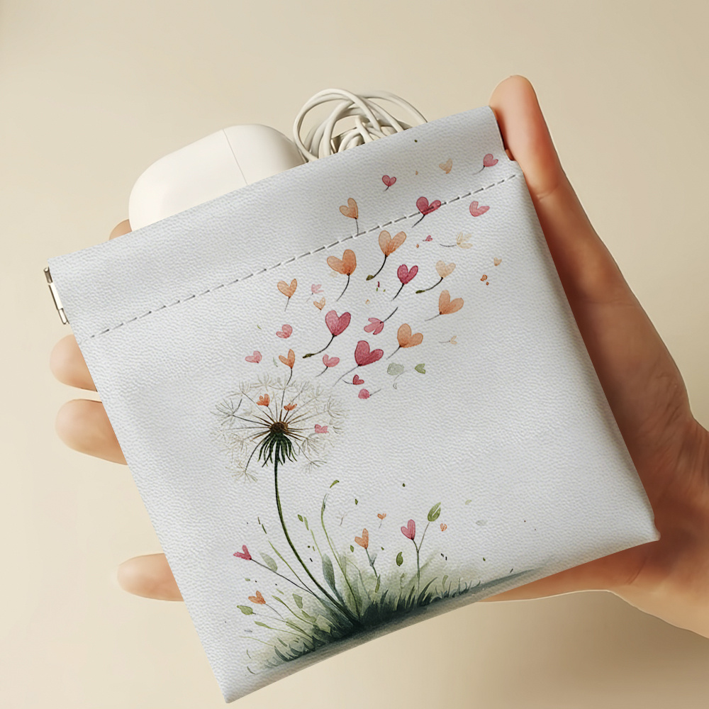 Image of Dandelion Pouch Inner Bag, Artistic And Portable Storage Bag, Can Store Keys, Cards, Lipsticks, Headphones, Small Cosmetics, And More, In Multiple Sizes