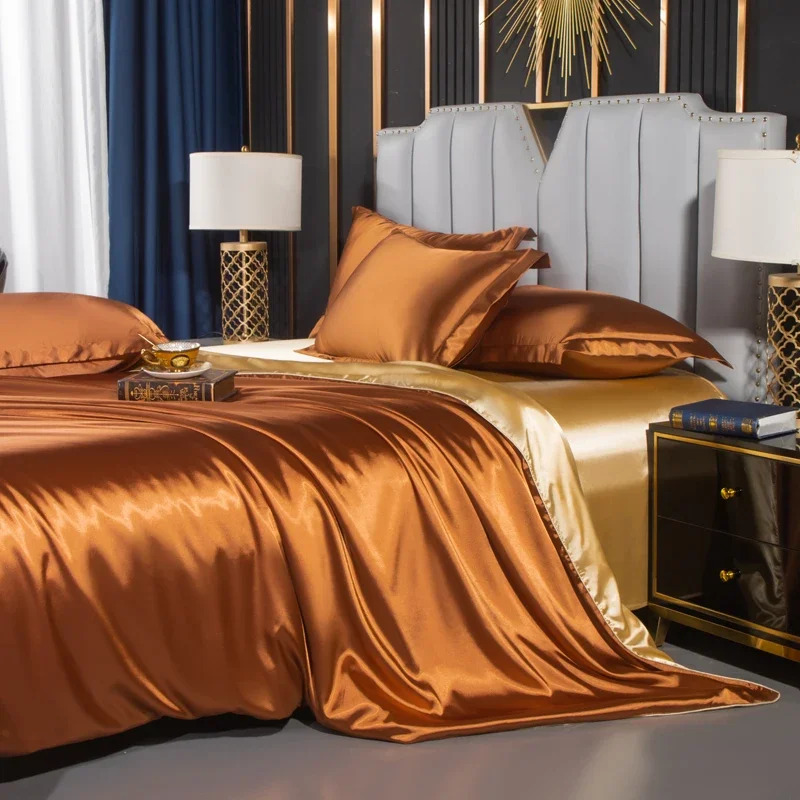 bedding set with duvet cover bed sheet pillowcase luxury couple single   1 2 people solid bedsheet Product details 8