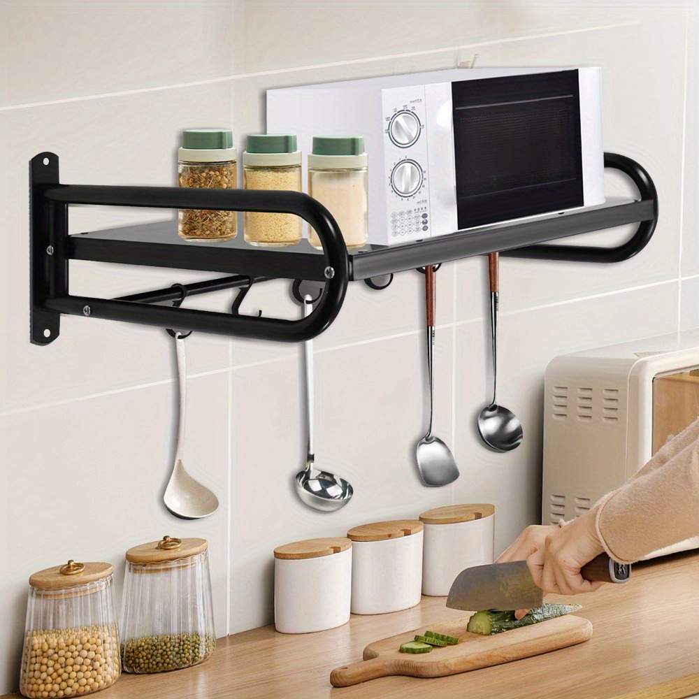 TEMU Estante de pared de acero al carbono, estantería metálica de resistencia para microondas, de grado comercial o doméstico, para montaje en pared